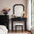 35.43"French-style small solid wood dressing table with mirror