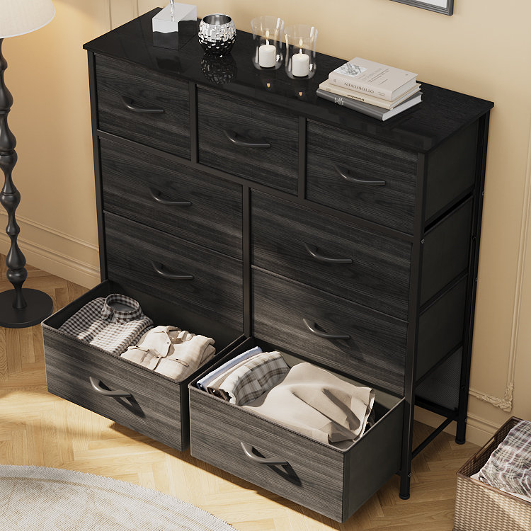 Commode 9 tiroirs Hurd, Noir anthracite