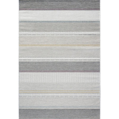 Camdenton Rectangle Striped Flokati Indoor / Outdoor Area Rug