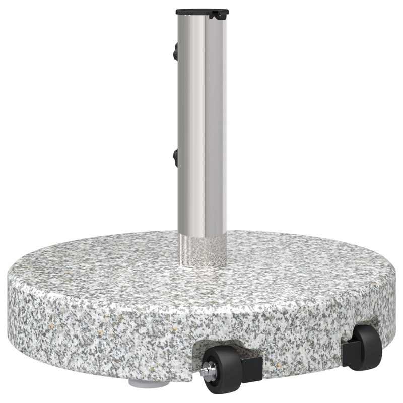  Base de parasol à roulettes avec poignée en granit gris rond 64 lb
