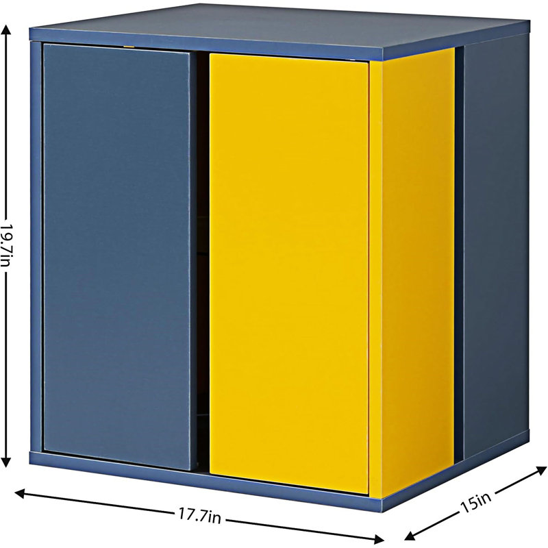 Baylee Top End Table with Storage, Blue/Yellow