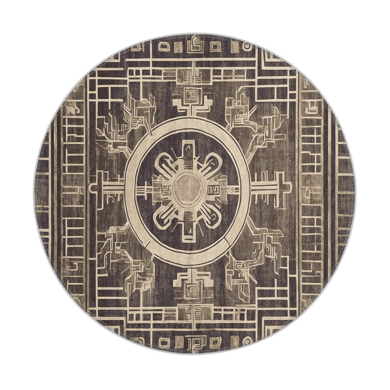 Acropolis Echo Indoor And Outdoor Area Rug, Round 5'