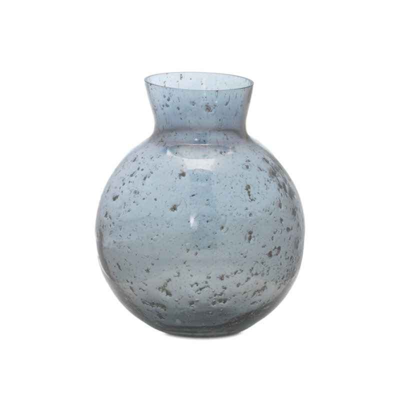 Bubbled Glass Bud Vase, Gray/Blue