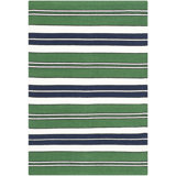 Racing Point Flatweave Striped Area Rug in Hedge Green/Dark Blue