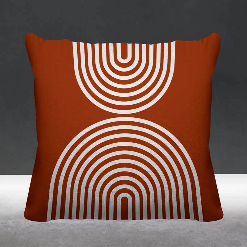 Coussin décoratif intérieur / extérieur Hali, L 15 po x H 15 po, Orange brûlé