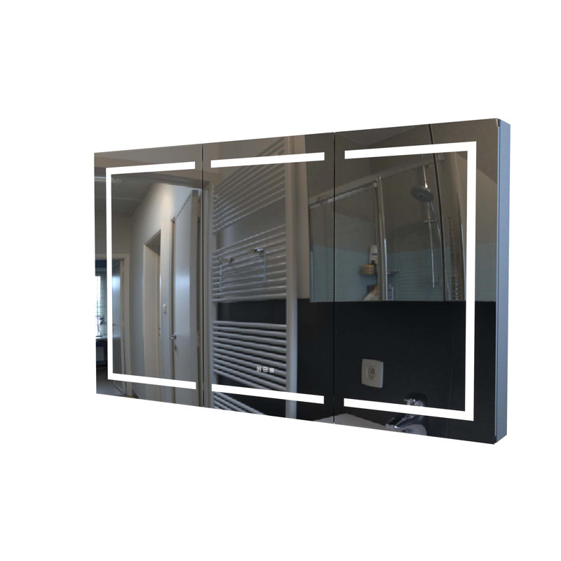 Armoire à pharmacie mat avec miroir, lumière DEL et tablettes réglables pour les salles de bain modernes