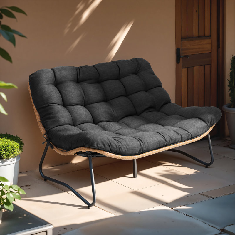 Causeuse de patio de 53,15 po de largeur Lelsie, Noir