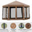 Pavillon de jardin robuste, escamotable hexagonal de 13 pi x 11 pi. Filet 6 mailles, hauteurs réglables, cadre en acier robuste, brun foncé. Convient à un auvent extérieur pour regarder des écureuils. Parois latérales, hauteur, oiseau
