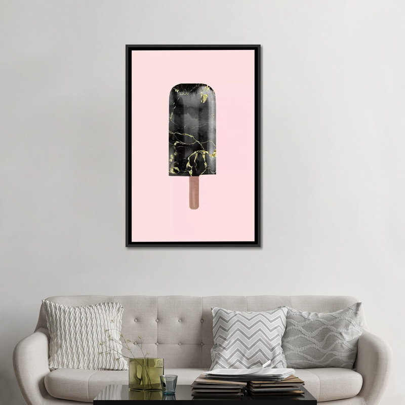«Black Marble Popsicle», impression sur toile tendue, H 26 po x l 18 po x P 1,5 po, Toile avec cadre noir, Pas de tapis