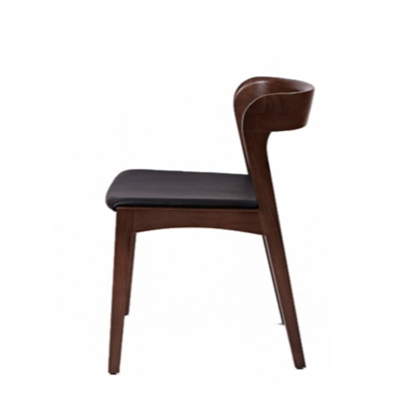 18'' H Genuine Leather Upholstered Walnut Side Chair