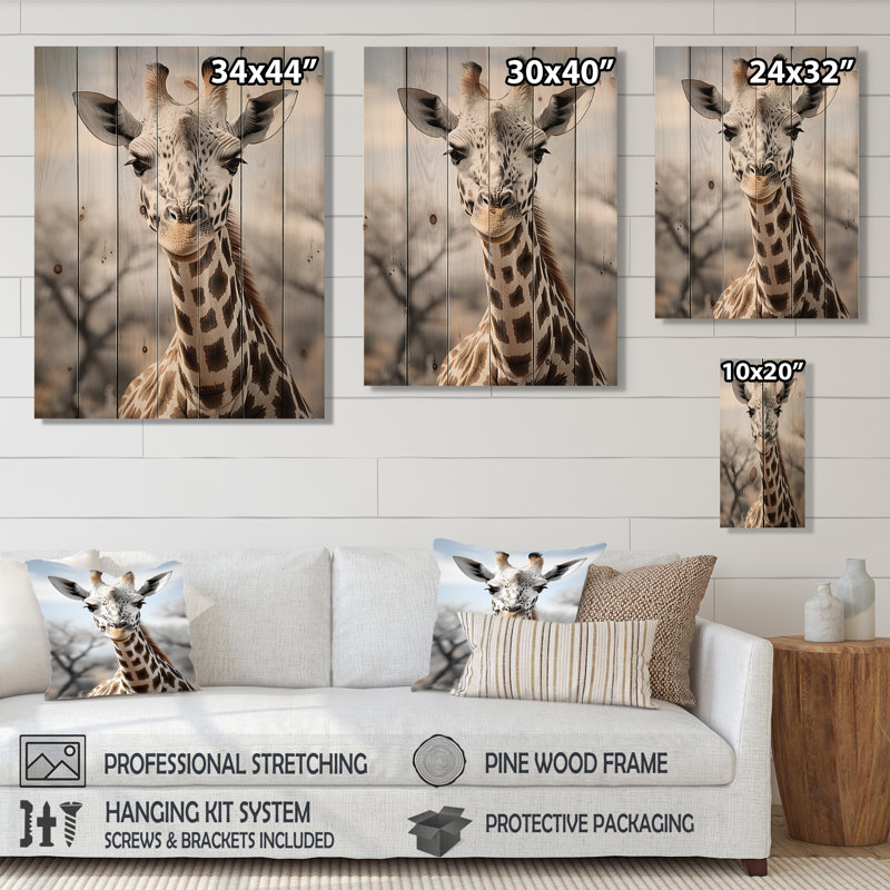 Afrique, girafes élégantes II sur bois, H 32 po x l 24 po x P 0,78 po