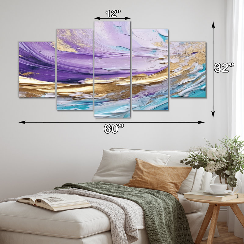 Twisted Whirls I - Abstract Spirals Canvas Wall Art - 5 Panels