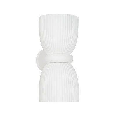 Applique murale en céramique cannelée 2 lumières l 8 po x H 16,75 po blanc mat