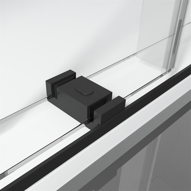 48'' W 76'' H Frameless Rectangle Reversible Shower Stall, Black