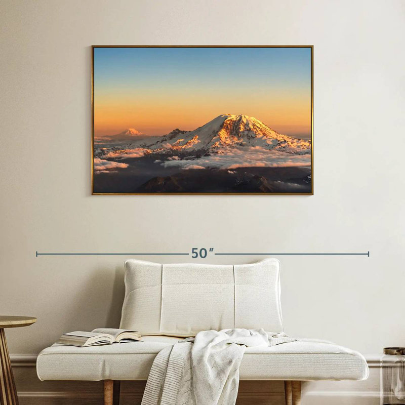 Winter Cascade Range, Floating Frame Gold, 40" X 27"