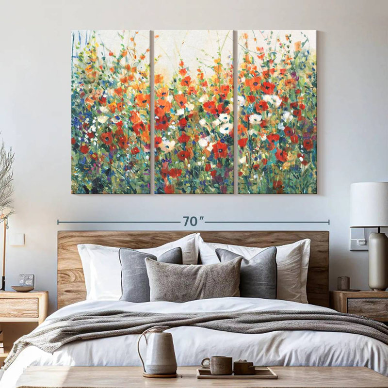 Jardin en fleurs I 3 pièces, H 42 po x l 65 po x P 1,25 po