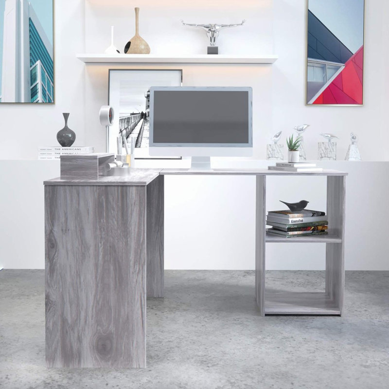Erris L-Shaped Computer Desk, Grey, 74cm H x 135cm W x 40cm D