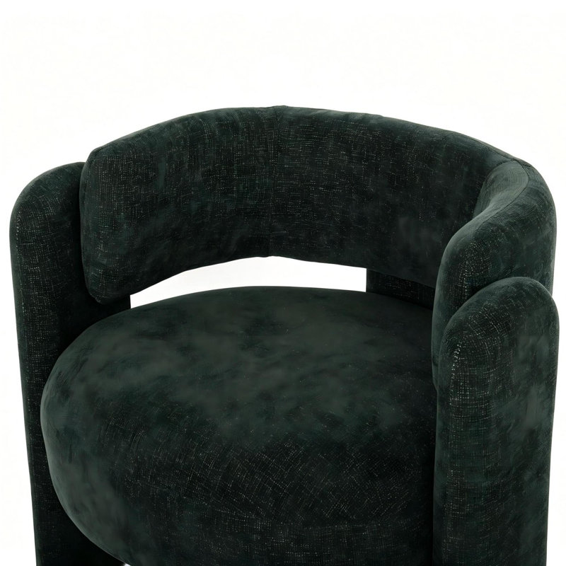 Chaises d'appoint modernes, chaise longue compacte en tissu vert à dossier creux pour la maison