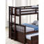 Lit superposé simple au-dessus d'un lit double de style transitionnel en teinte noyer foncé, avec tiroirs gigognes, matériau en bois d'ingénierie massif, pour la configuration de la chambre à coucher