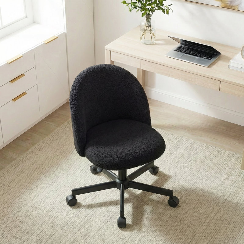Home Chair Office Desk Chair Make Up Chair With Wheels, Black, Black