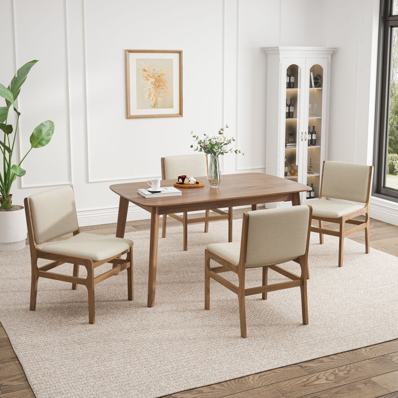 Haixin 5-Piece Rectangular Dining Set, Wheat