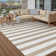 Ellie Waterproof Striped Plastic Outdoor Rug with Reversible