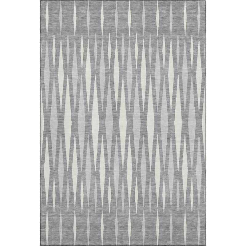 Premium Machine Washable Prisco Gray Rug, Rectangle 10' x 14'