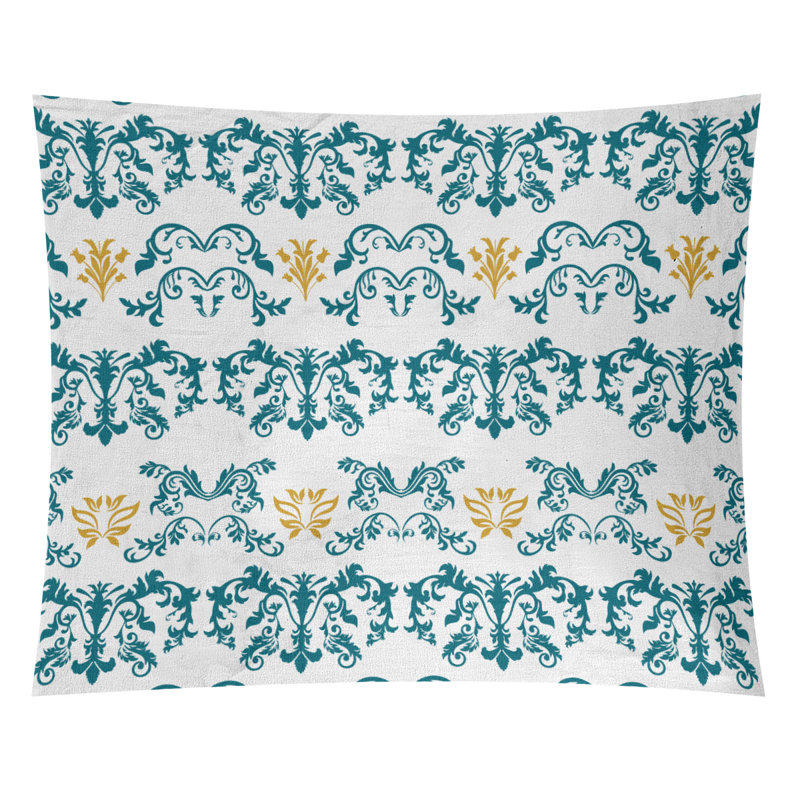 Tapisserie baroque en microfibre Jacksonville, H 51 po x l 60 po, Blanc / Vert / Jaune