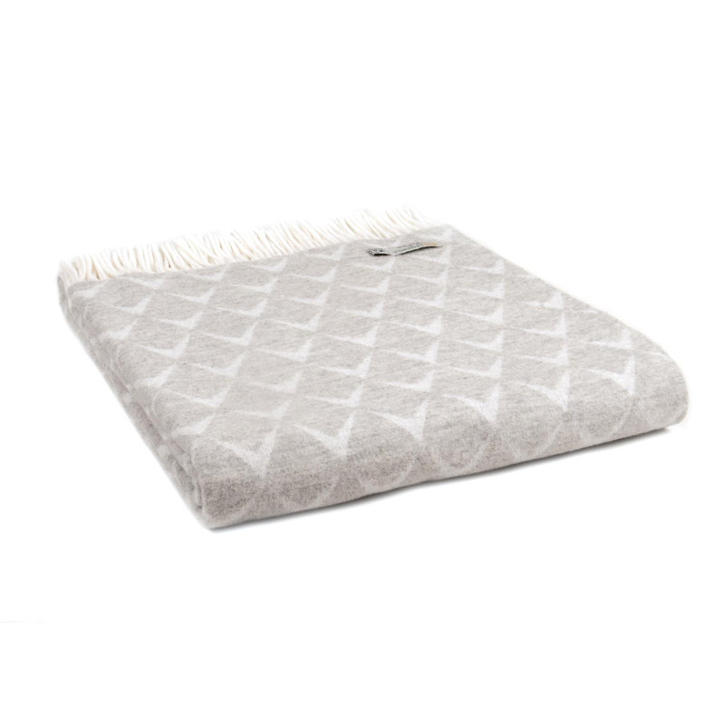 Tweedmill Merino Coastal Throws Blanket with Fringe, Grey