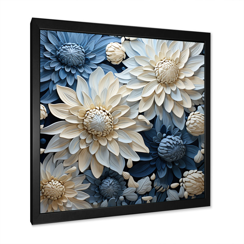 Décoration murale «Pure White» et «Blue Chrysanthemums Beauty I - Chrysanthemums», H 36 po x l 36 po x P 1,5 po