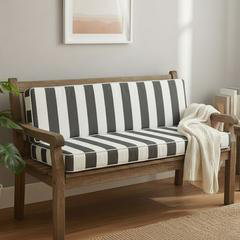 Stripe Custom Bench Cushion - Water Resistance, 2", 47" W x 17" D, White/Dark Gray