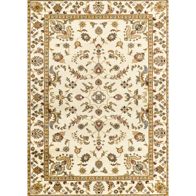 Tapis crème en polypropylène synthétique, 5 pi 3 po By 7 In., Crée un tapis d'ambiance avec un motif traditionnel, invitant n'importe quelle pièce