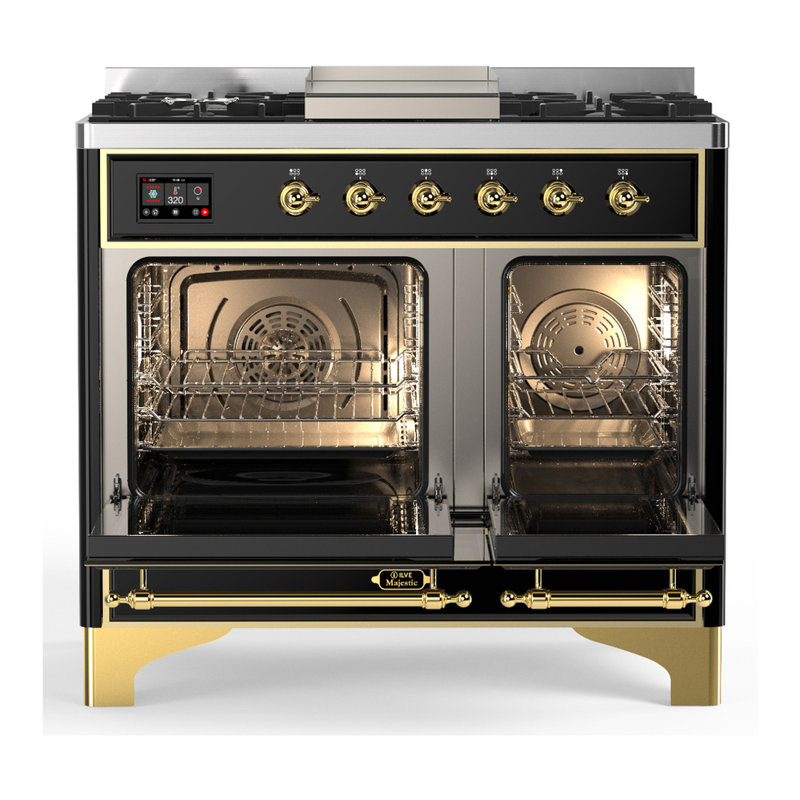 Majestic III Series 40 Inch Dual Fuel Range with 6 Sealed Burners, Griddle, in Mightnight Blue (Natural Gas, Chrome Trim)