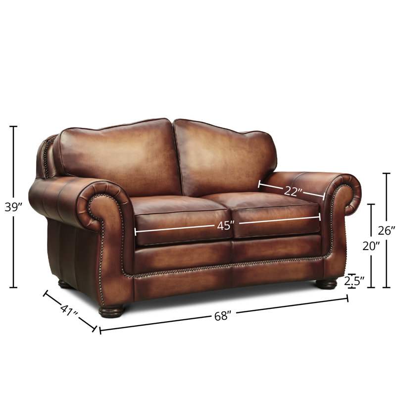 Buckingham Leather Loveseat, Espresso, Yes, Polo (Maestro Artisano)