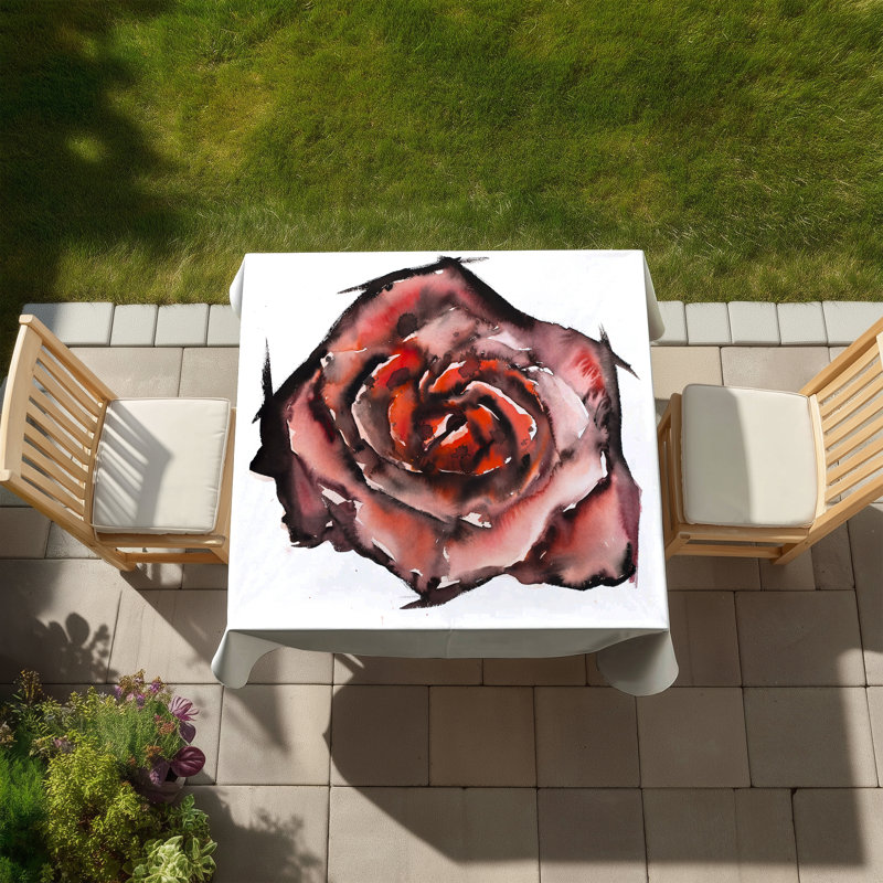 Watercolor Rose Red Tablecloth - Indoor/Outdoor Home Decor
