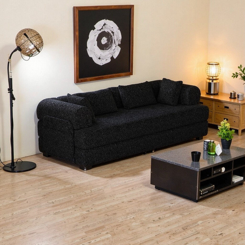 Canapé-lit pliant convertible de 78,7 pouces avec coussin cylindrique, sans pièce, Noir