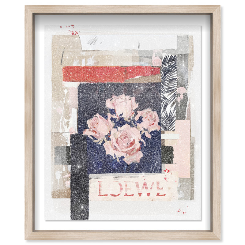 Milano Collage II Shadowbox Abstract Print by Oliver Gal, Black Frame, 16 x 20, 17.5"H x 21.5"W, Natural Oak Shadowbox