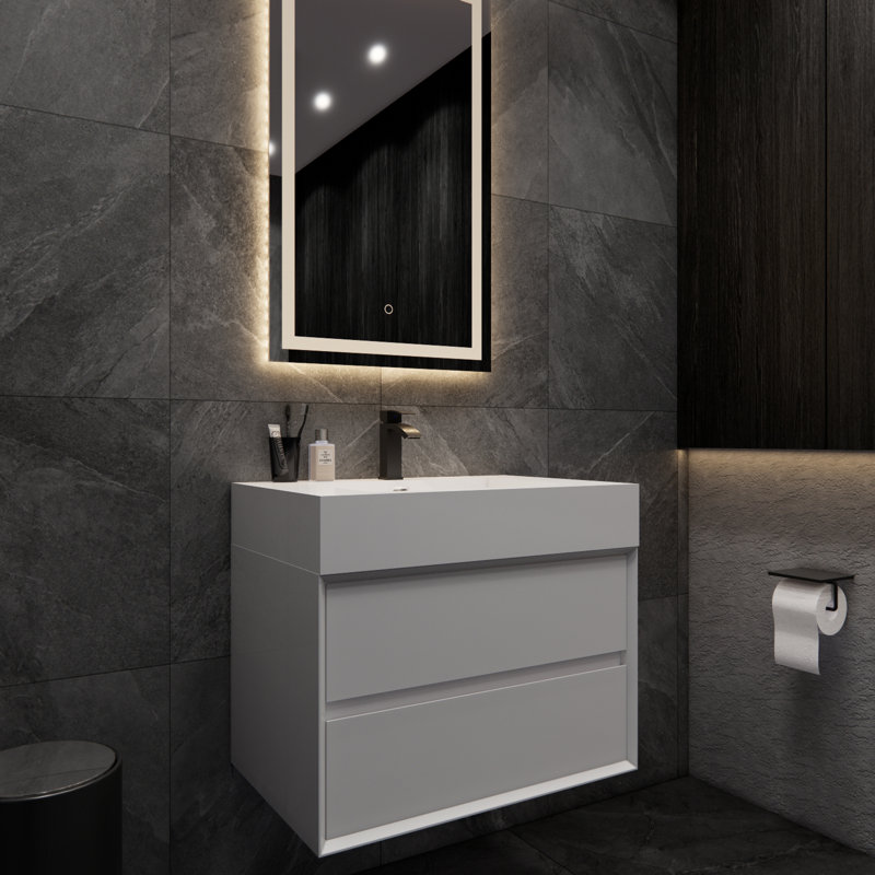 Albizu 30" Wall-Mounted Single Bathroom Vanity, White