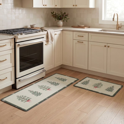 Laura Ashley Christmas Hollybrook Kitchen Mat set