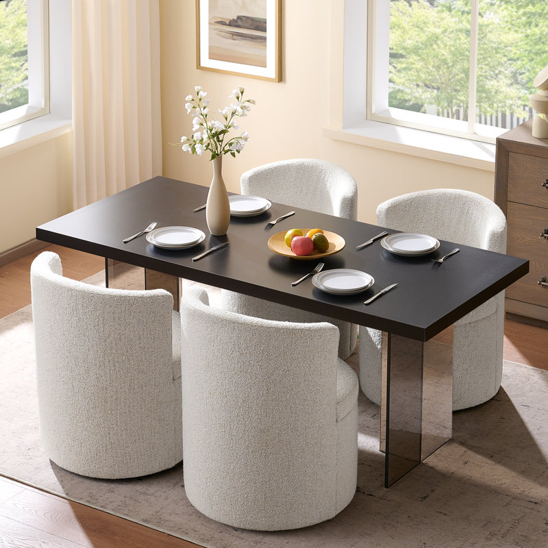 Chaises pivotantes rembourrées entièrement assemblées, Beige bouclé, 4