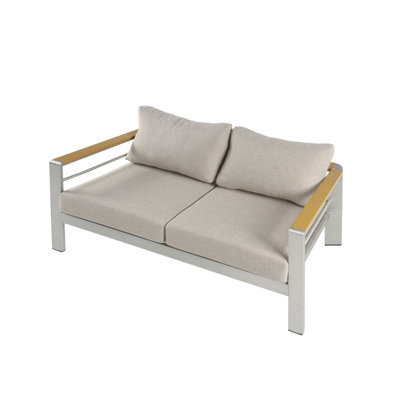 Ergonomic Aluminum Patio Sofas, Modern Design With Beige Cushion For Gardens