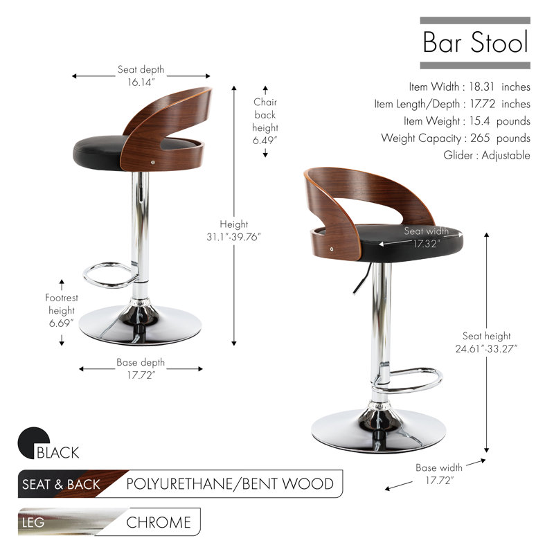 Tabouret de bar Aviella, Noir