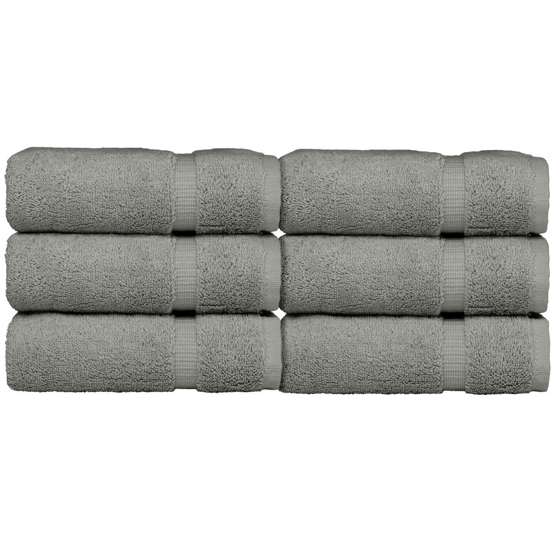 Ensemble de 6 serviettes en coton Wellston, gris