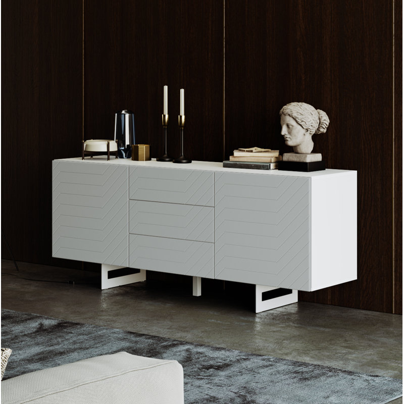 Fadson 165cm Sideboard, White/Grey