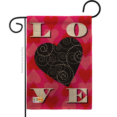 Double Sided 18.5'' H x 13'' W Burlap Valentine's Day Garden Flag