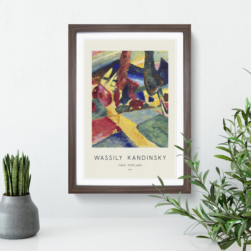 Landscape with Two Poplars by Wassily Kandinsky - Picture Frame Art Prints, 65cm H x 48cm W x 2cm D, Walnut Framed Framed