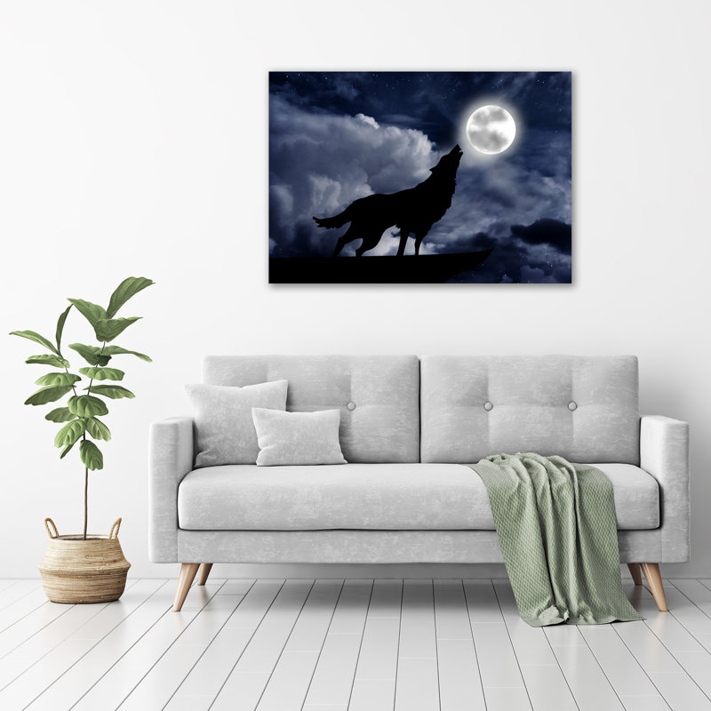 Howling Wolf Full Moon - Wrapped Canvas Print