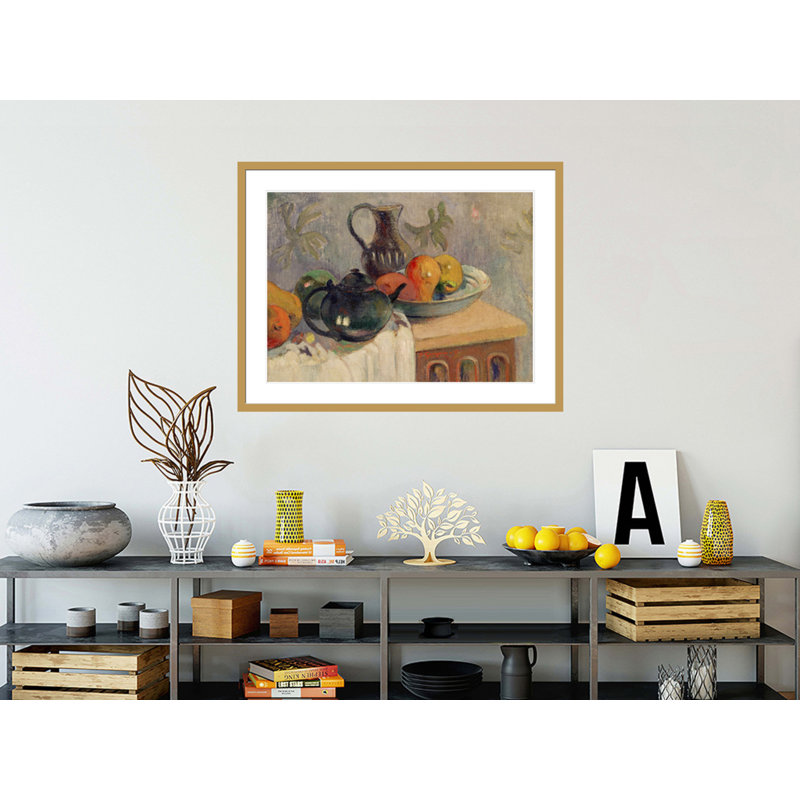 «Teiera brocca e frutta» par Paul Gauguin - Impression sur toile encadrée, H 31,75 po x l 41,5 po