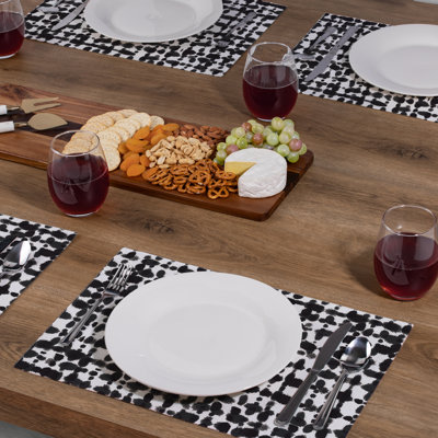 Foundry Select Black & White 4-Pack Cotton Blend Rectangular Placemats