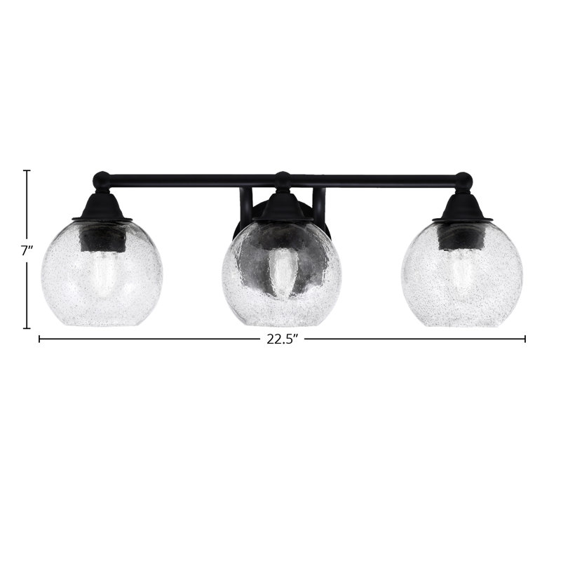 Paramount 3 Light Bath Bar Shown In Matte Black Finish With 5.75" Smoke Bubble Glass